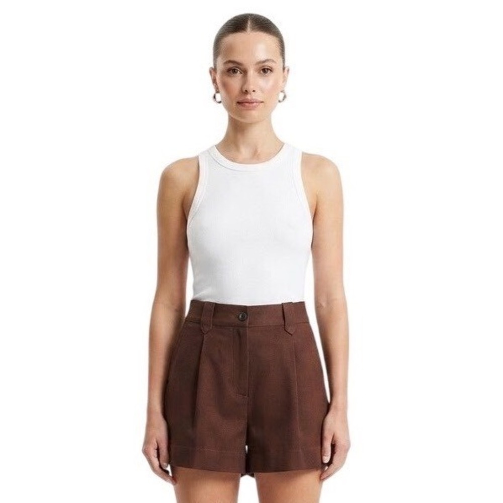 H&M Pleated Shorts Brown High Waisted Dark Academia Minimalist Fall Twee Size 4